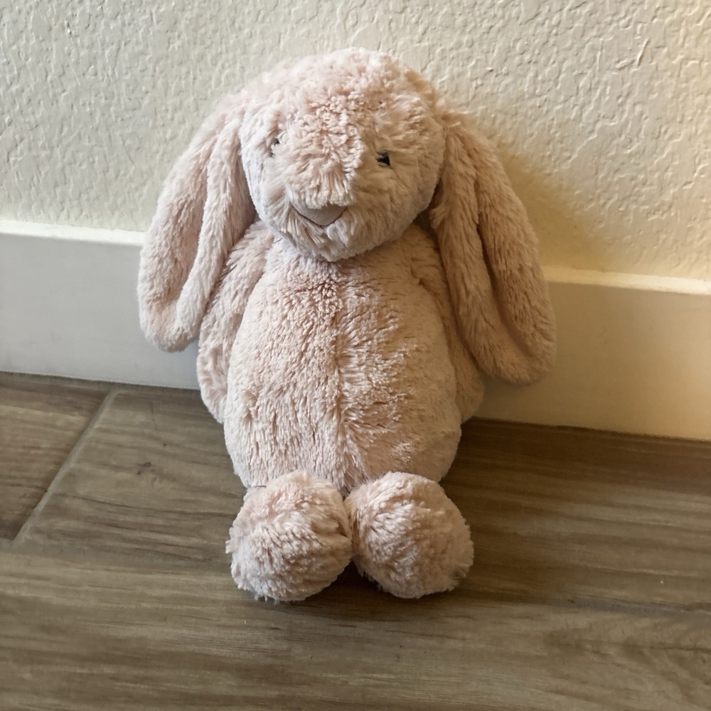 Rare Jellycat Pink Bashful Bunny with PINK Tail Retired 12"excluding ears